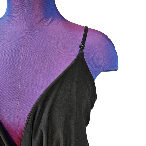 NWT BooHoo Tall Anna Slinky Wrap Front Black Bodysuit Size 14 Women's Tall‎ B7 - Picture 2 of 10